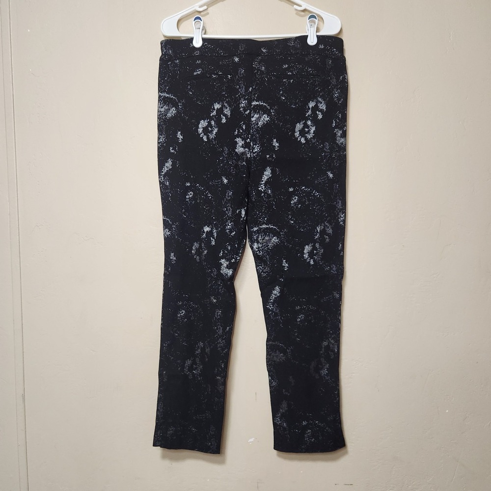 Chico's Black and Silver Slacks Size 2 US 12 Pull On Stretch
